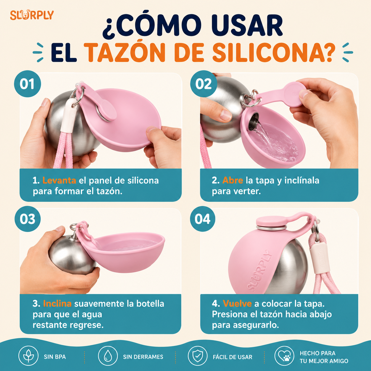 Slurply™ 2 en 1 - Botella de Agua & comedero para mascotas