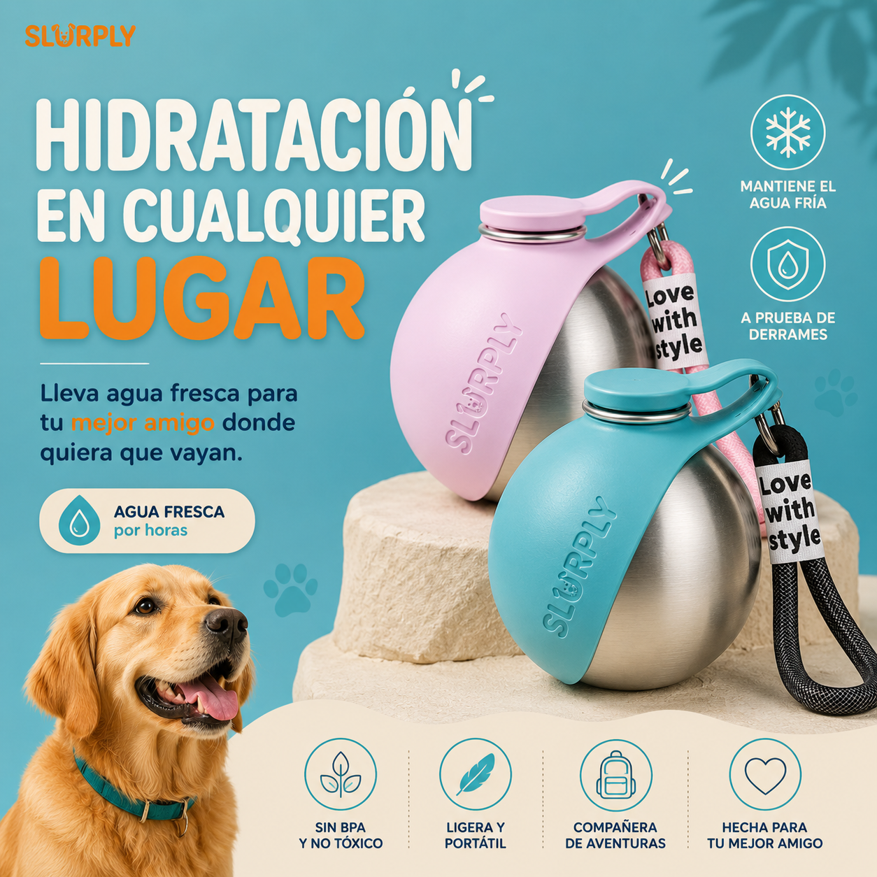 Slurply™ 2 en 1 - Botella de Agua & comedero para mascotas